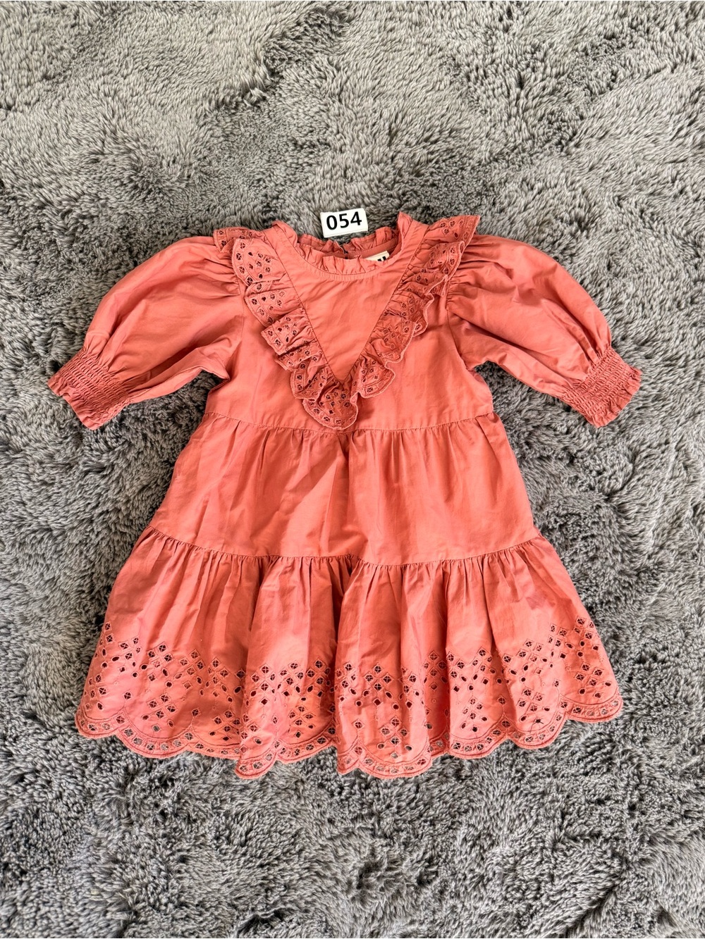 Cotton On Coral Eyelet Tiered Ruffle Dress